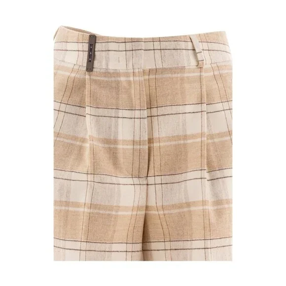 パンツ PESERICO FW24 Check wool trousers (P04599 01918946) Peserico Check Wool Trousers for Women Label Size 42